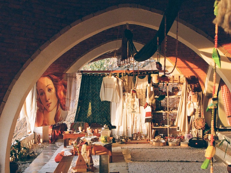 Under the brick arcade: artworks, handmade clothes and crafts of the Earth Boutique Bazaar